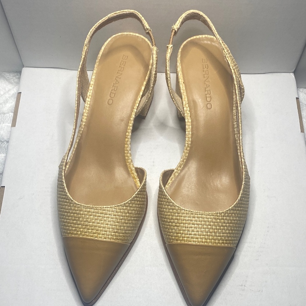 Bernardo Metallic Gold Pointed Slingback Pumps